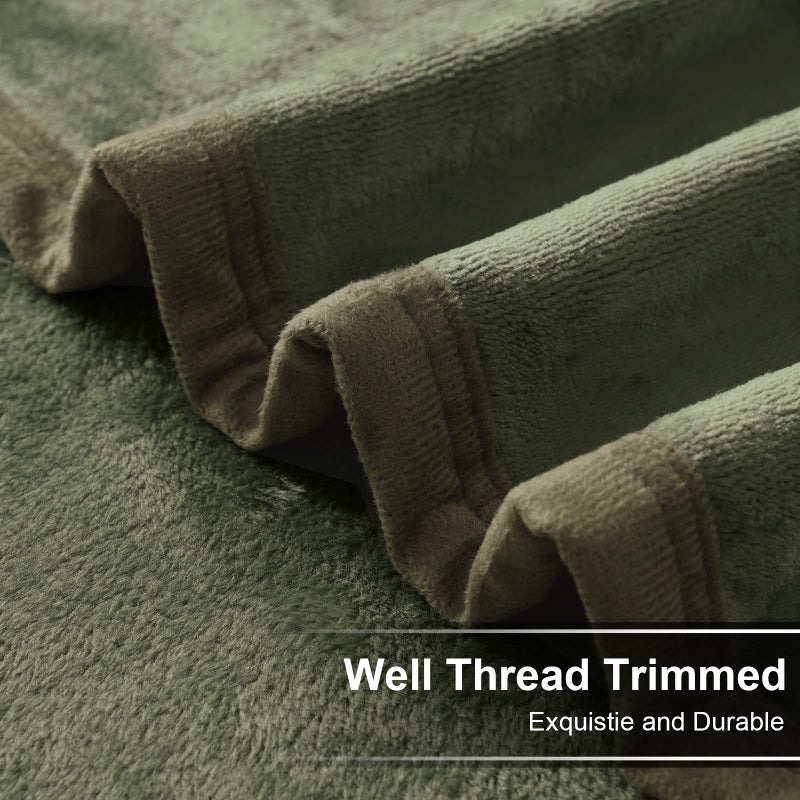 EASELAND Soft Blanket Warm Fuzzy Microplush Lightweight Thermal Fleece Blankets for Couch Bed Sofa,California King102X108Inch,Olive Green - Image 5